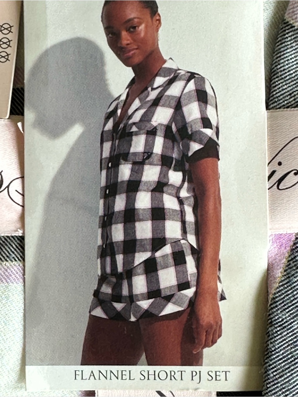 Victoria's Secret Black & White Flannel Short PJ Set